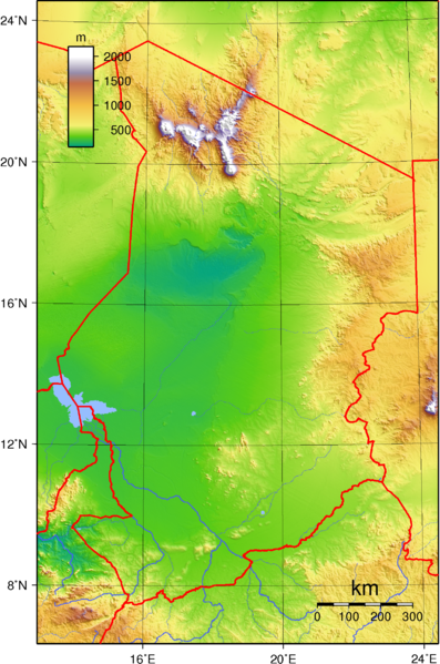 Topographie, Relief, Karte, Tschad